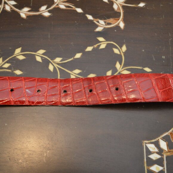 Kleinberg Sherrill Cherry Red Genuine Alligator 1 inch Belt (no buckle)
